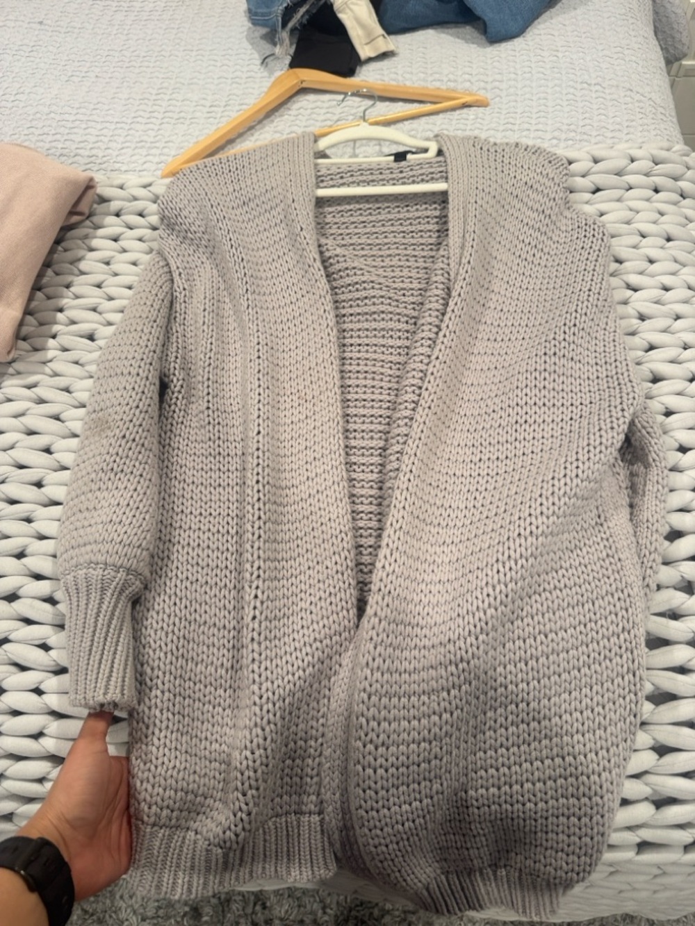 Express Chunky Open-Front Cardigan - Light Taupe